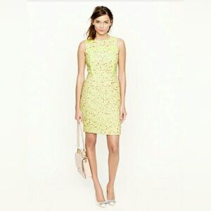 J. Crew Collection Neon Yellow Tweed Mini Sheath Dress, Size 2